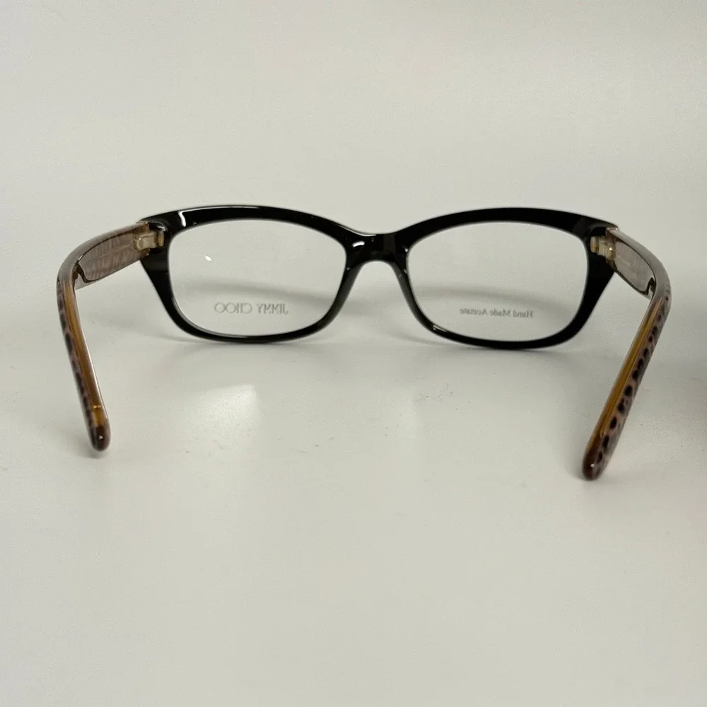 Jimmy Choo JC‎ 82 8T4 140 Black Leopard Print Eyeglass Frames Hand Made Acetate